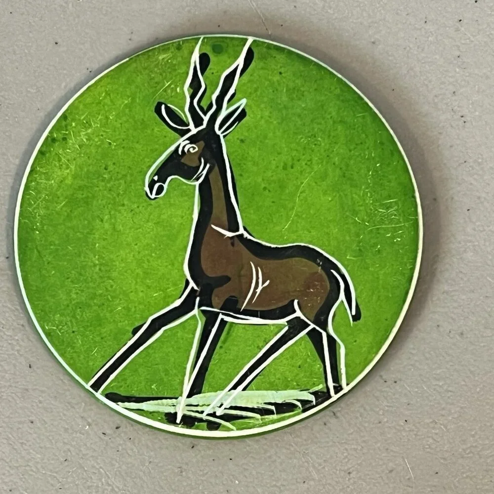 African Safari Green Soapstone Drink Coasters Zebra Rhino Giraffe Gazelle